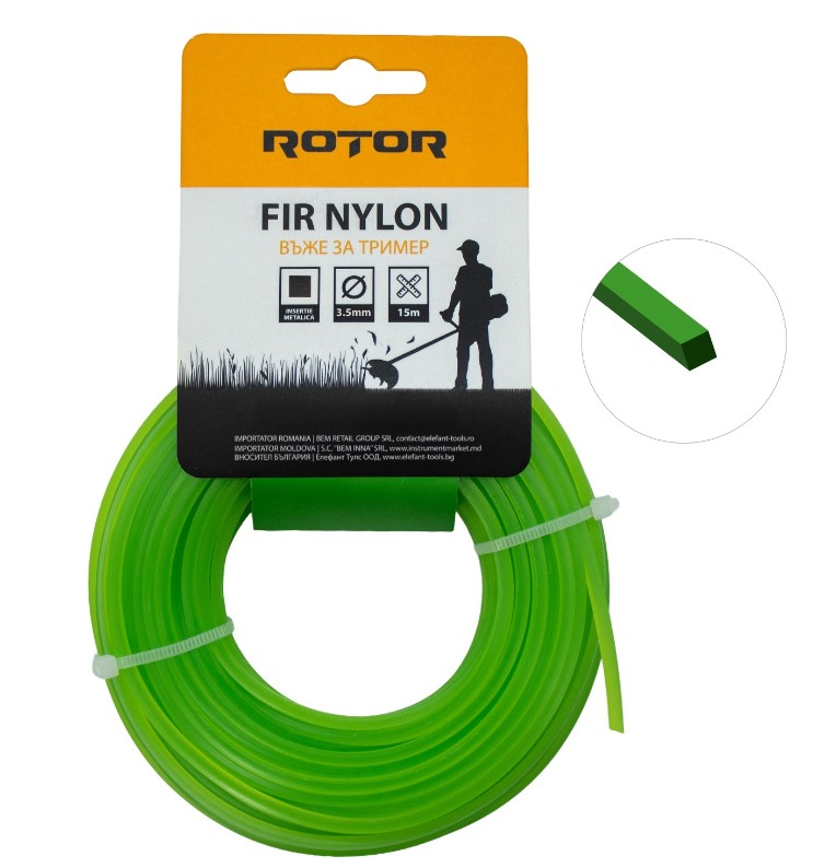 Fir motocoasa nylon 2.4 mm patrat ROTOR