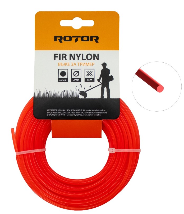 Fir nylon Rotor, profil rotund, 3 mm x 15 m