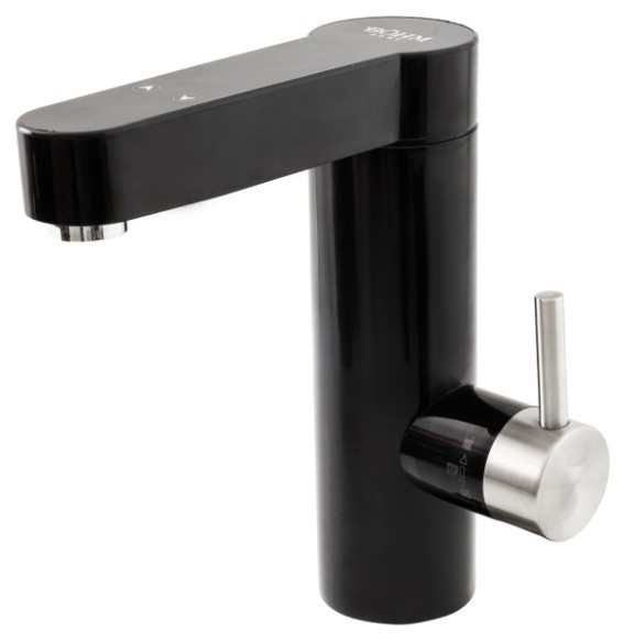 BY-8E-1B, Robinet electric Negru, Compact cu afisaj digital si accesorii inox 304SS, 3kW