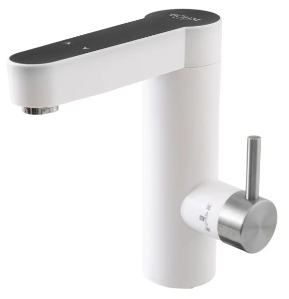 BY-8E-1W, Robinet electric Alb, Compact cu afisaj digital si accesorii inox 304SS, 3kW