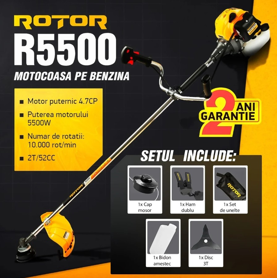 Motocoasa pe benzina R5500 ROTOR 4.7 CP , 5500 Watti