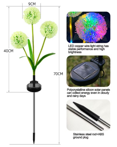 Lampa solara de grădina în forma de floare